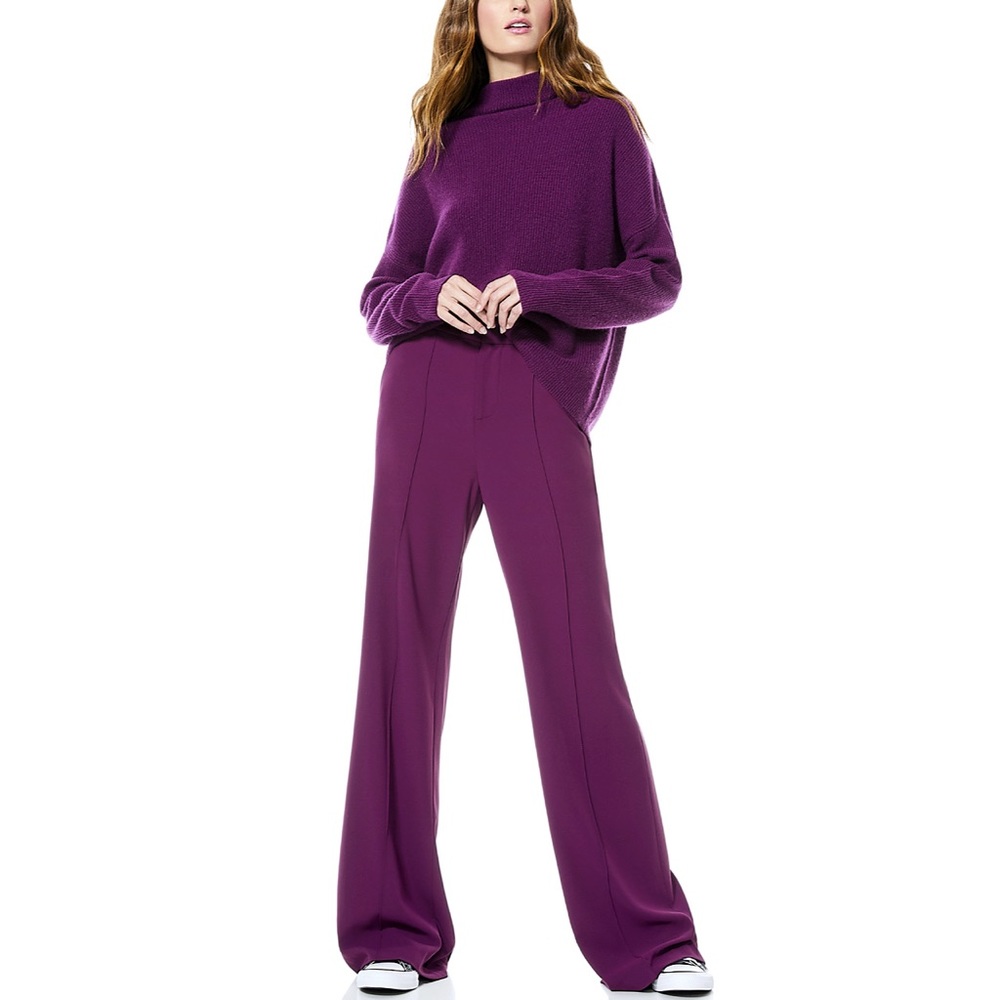 Alice + Olivia Dylan Purple Boysenberry High Waist Wide Leg Pant - Picture 13 of 15